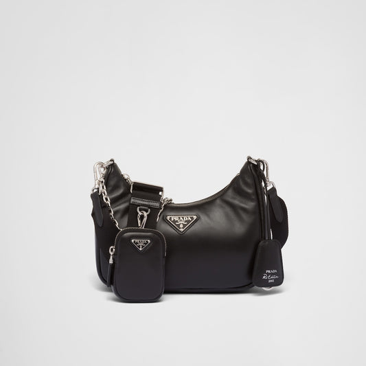 Padded nappa-leather PP Re-Edition shoulder bag - Black