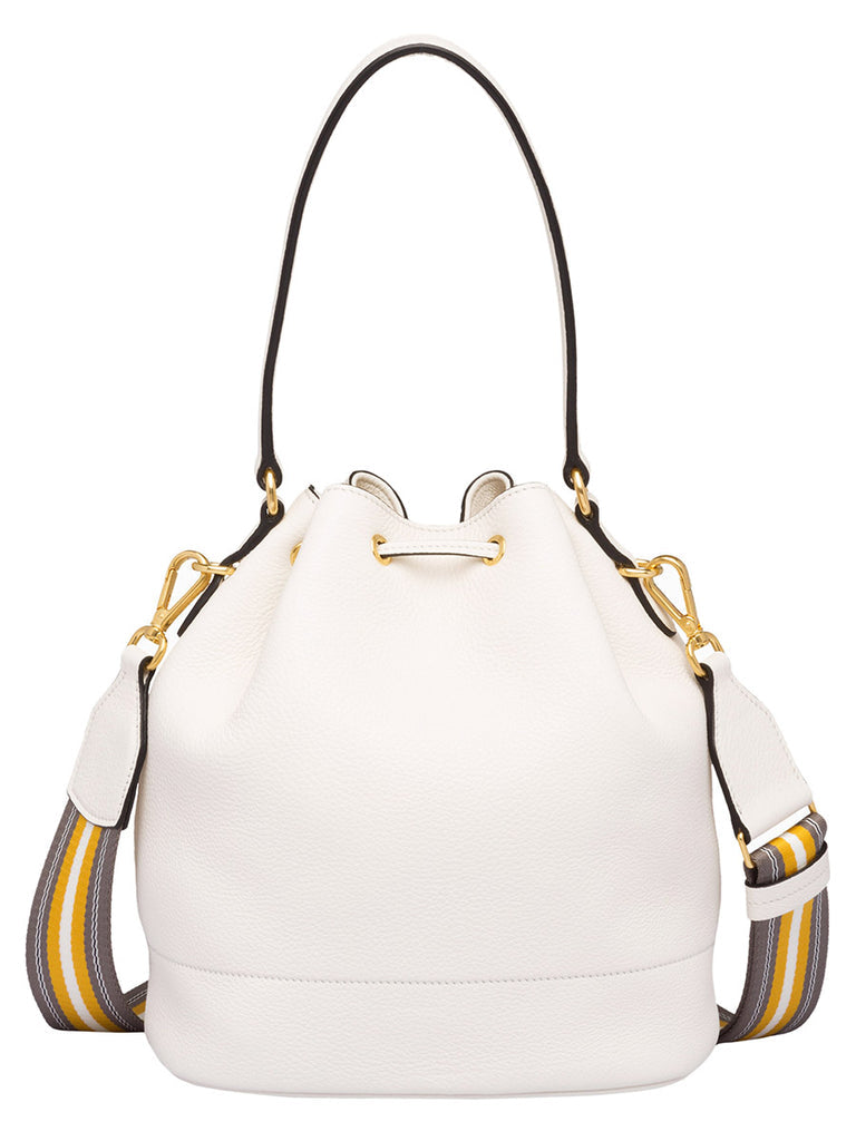 PP Leather Bucket Bag in White