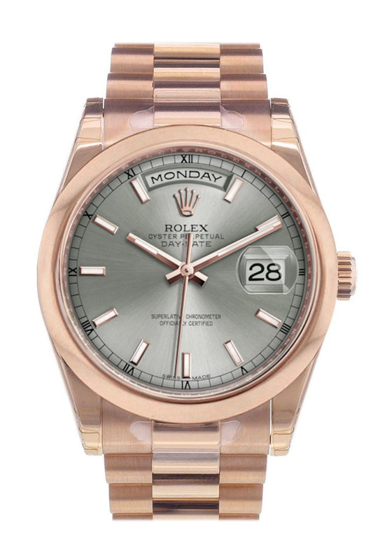 RLX Day-Date 36 Rhodium Dial President Everose Gold Watch 118205