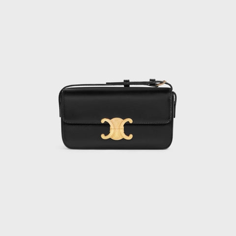 TRIOMPHE SHOULDER BAG IN SHINY CALFSKIN BLACK