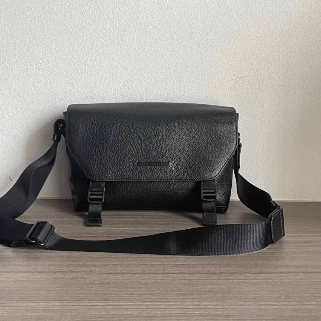 BURBERRY MESSENGER BIRCH CHECK BROWN BAG BLACK