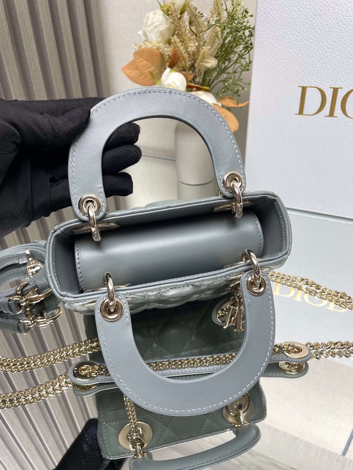 Miss Dior Lady Medium Grey HandBag M6010, 17*15*7cm