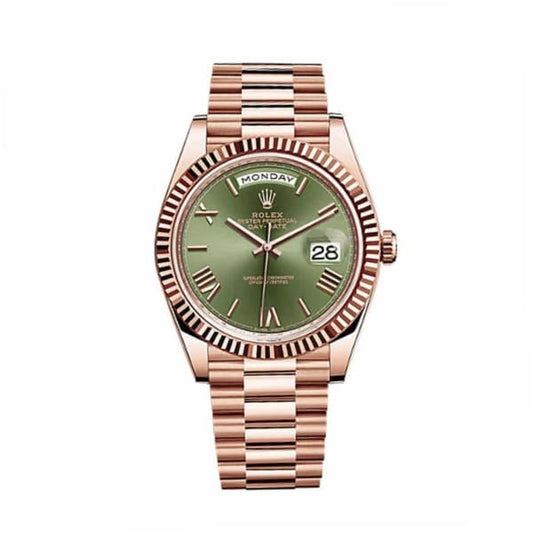 Rlx Day-Date 40 Presidential Olive Green Dial 18kt Rose Gold Men's Watch 228235-0025