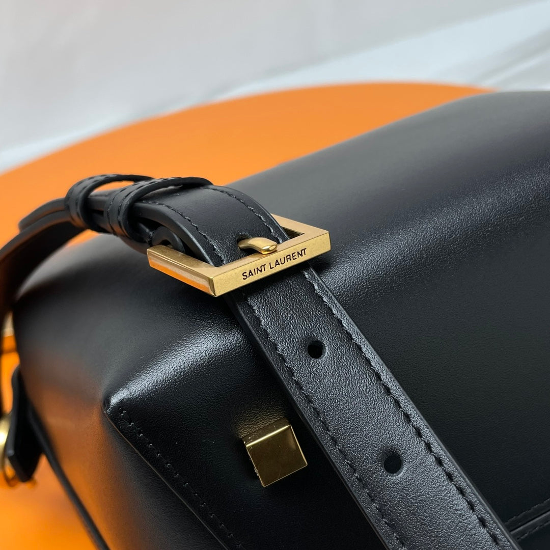 SAINT LAURENT LE 37 Mini Shiny Leather Bucket Bag