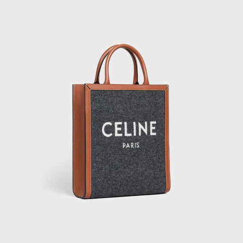 SMALL VERTICAL CABAS CE IN TEXTILE WITH CE & CALFSKIN GREY / BEIGE