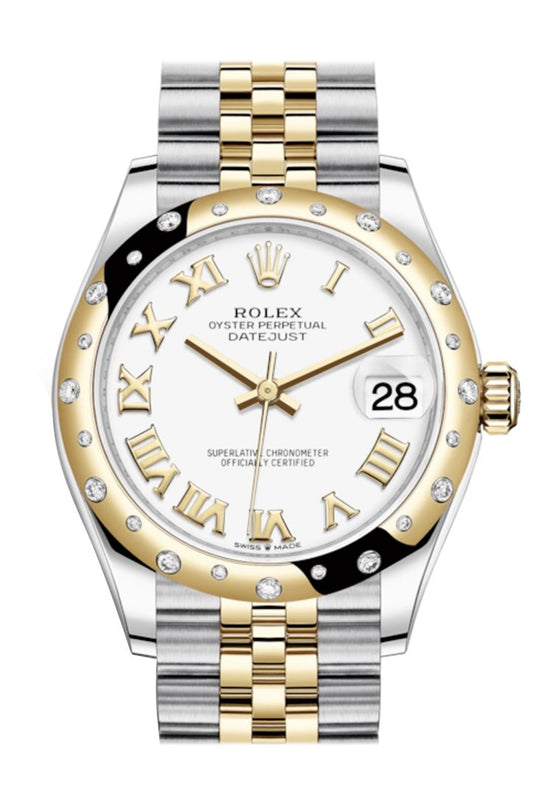 Rlx Datejust 31 White Roman Dial Diamond Bezel Jubilee Yellow Gold Two Tone Watch 278343RBR 278343 NP
