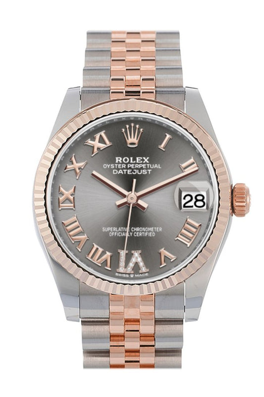 Rlx Datejust 31 Rhodium Large VI set with diamonds Dial Fluted Bezel 18K Everose Gold Two Tone Jubilee Watch 278271