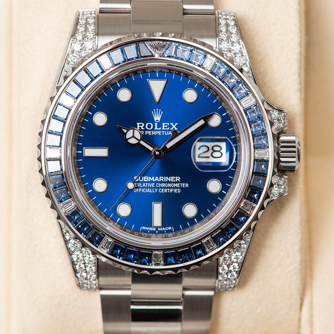 Rlx Submariner Date 116659 SABR 18K White Gold Diamonds Sapphires UNWORN