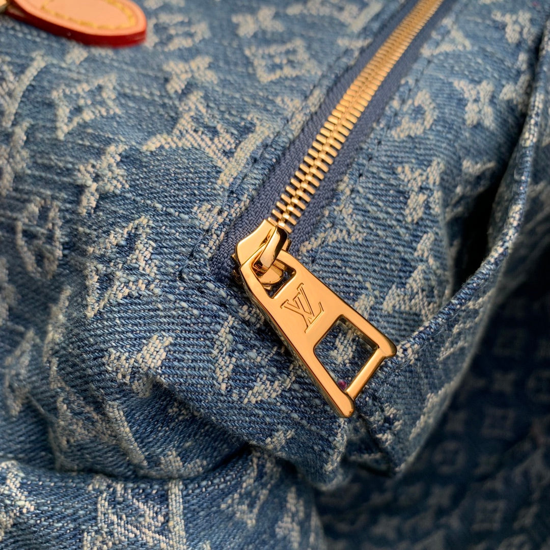 Louis Vuitton M46871 Onthego MM Denim blau Jeans Bag 35x27x14cm