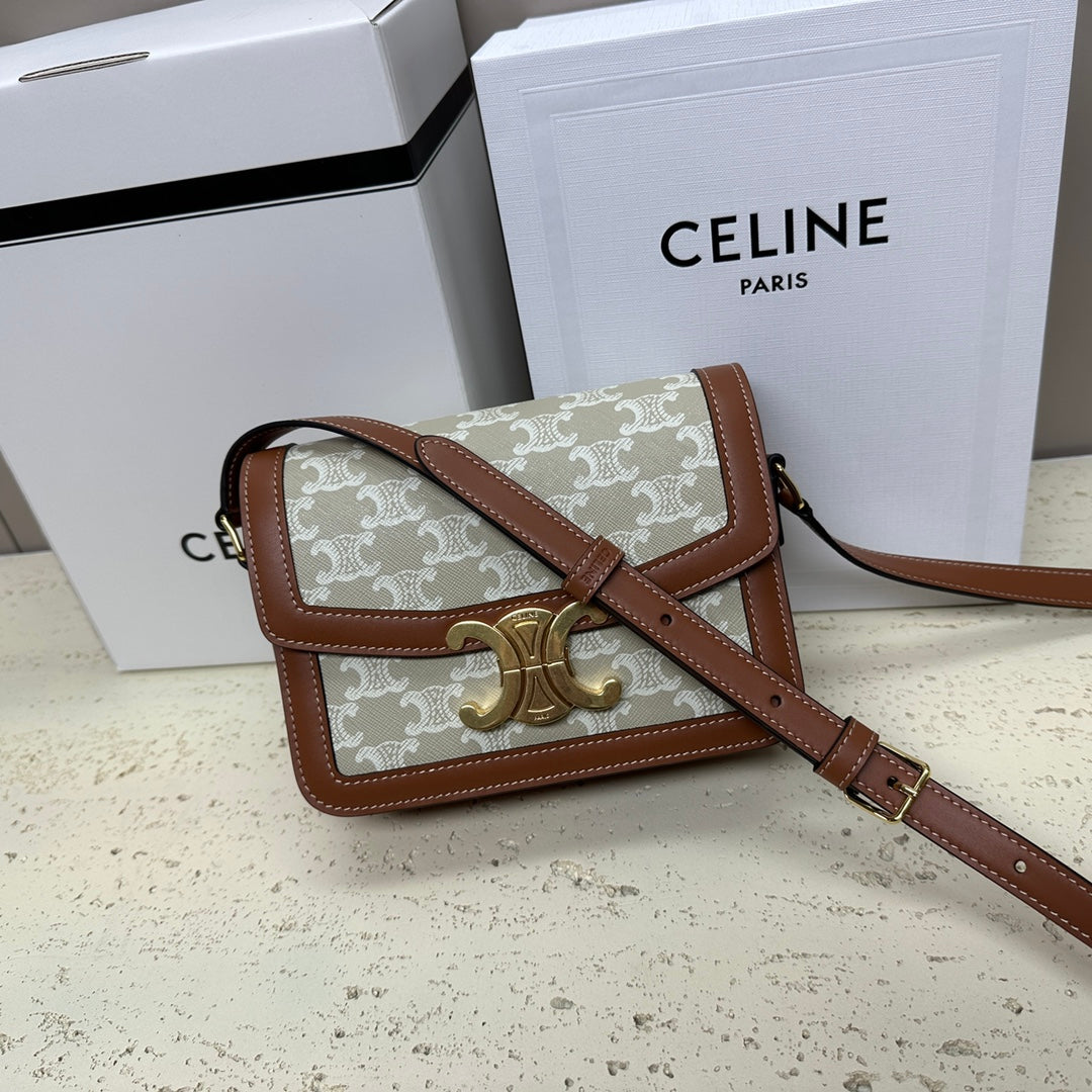 Celine Tenn Triomphe Crossbody Bag, 18.5 X 14 X 6 CM
