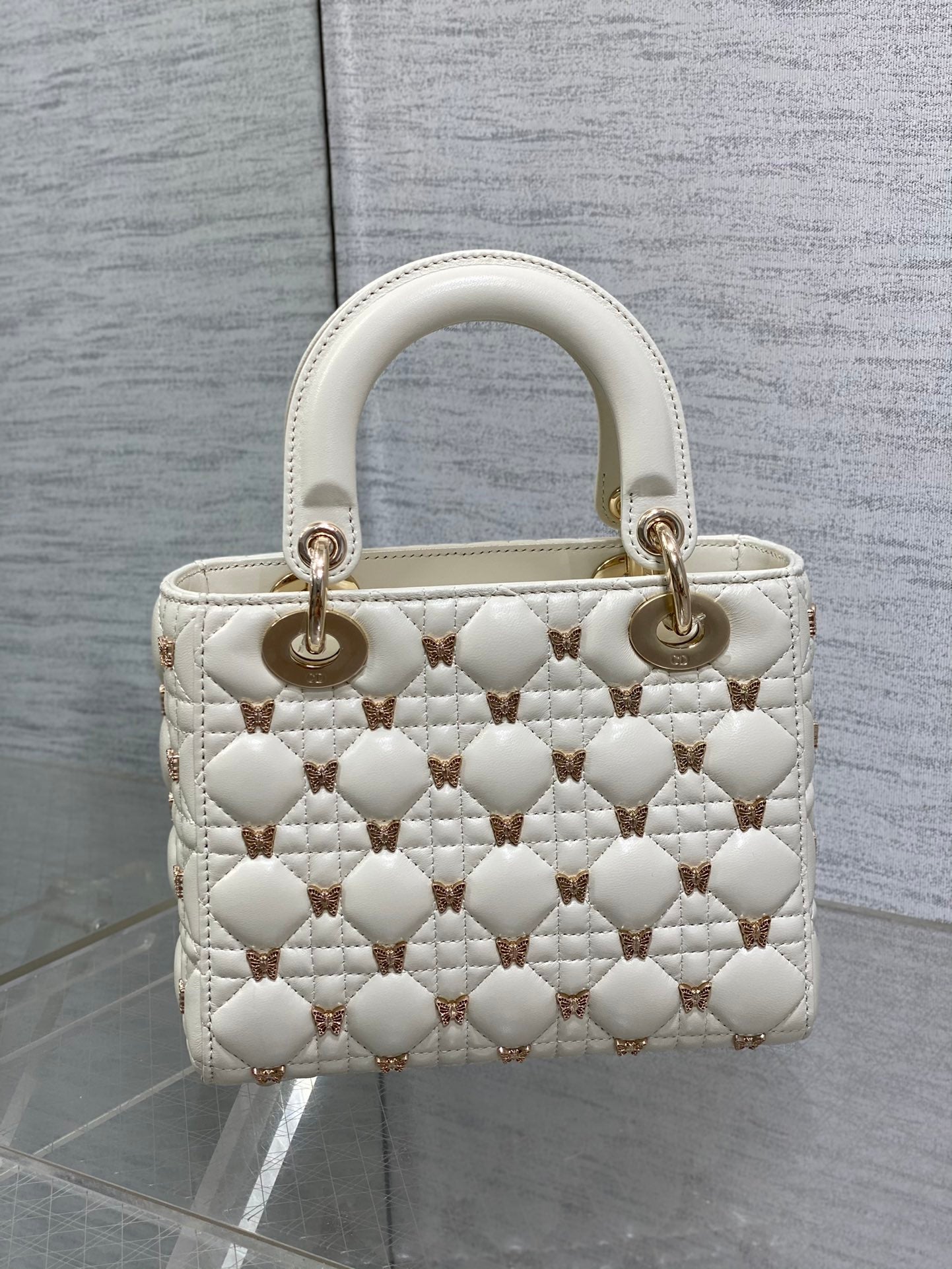 Christian Dior LADY DIOR Butterfly Crossbody Bag white 20cm