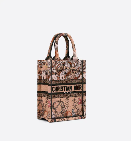 MINI D BOOK TOTE PHONE BAG Powder Pink D Jardin Magique Embroidery (13 x 18 x 5 cm)