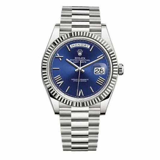 RLX Day-Date 40 Presidential Blue dial, Fluted Bezel, President bracelet, White gold Watch