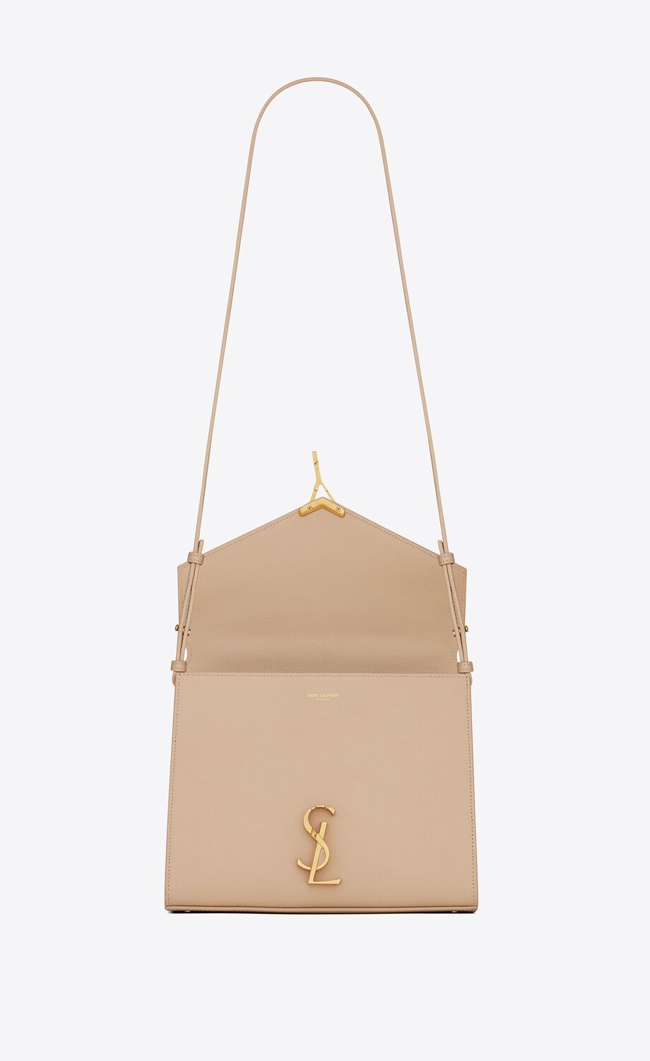 Y Cassandra Medium Top Handle in Grain de Poudre Embossed Leather