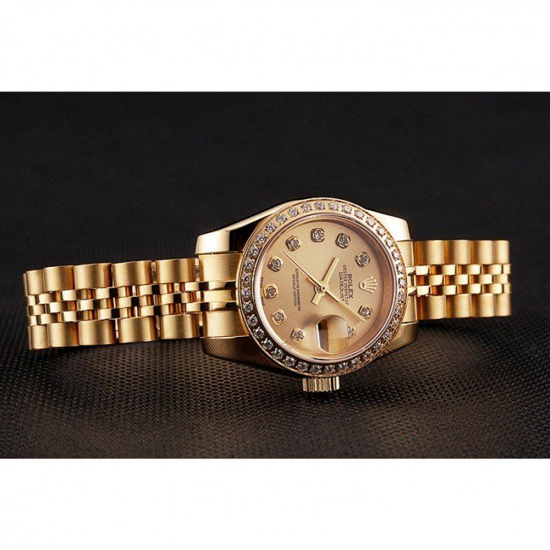 Swiss Rw Lady-Datejust Champagne Dial Diamond Bezel Gold Jubilee Bracelet 1454096