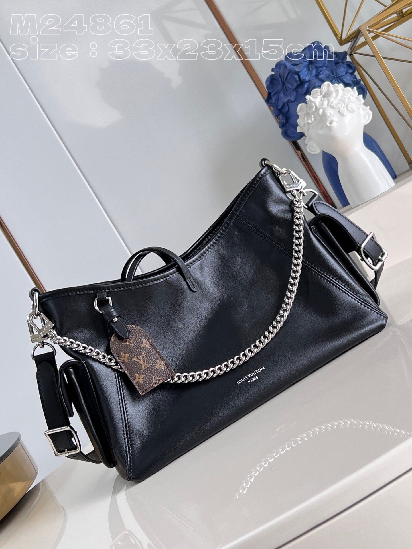 Louis Vuitton CarryAll Tote Bag Black M24861, 33.5 x 23 x 15CM