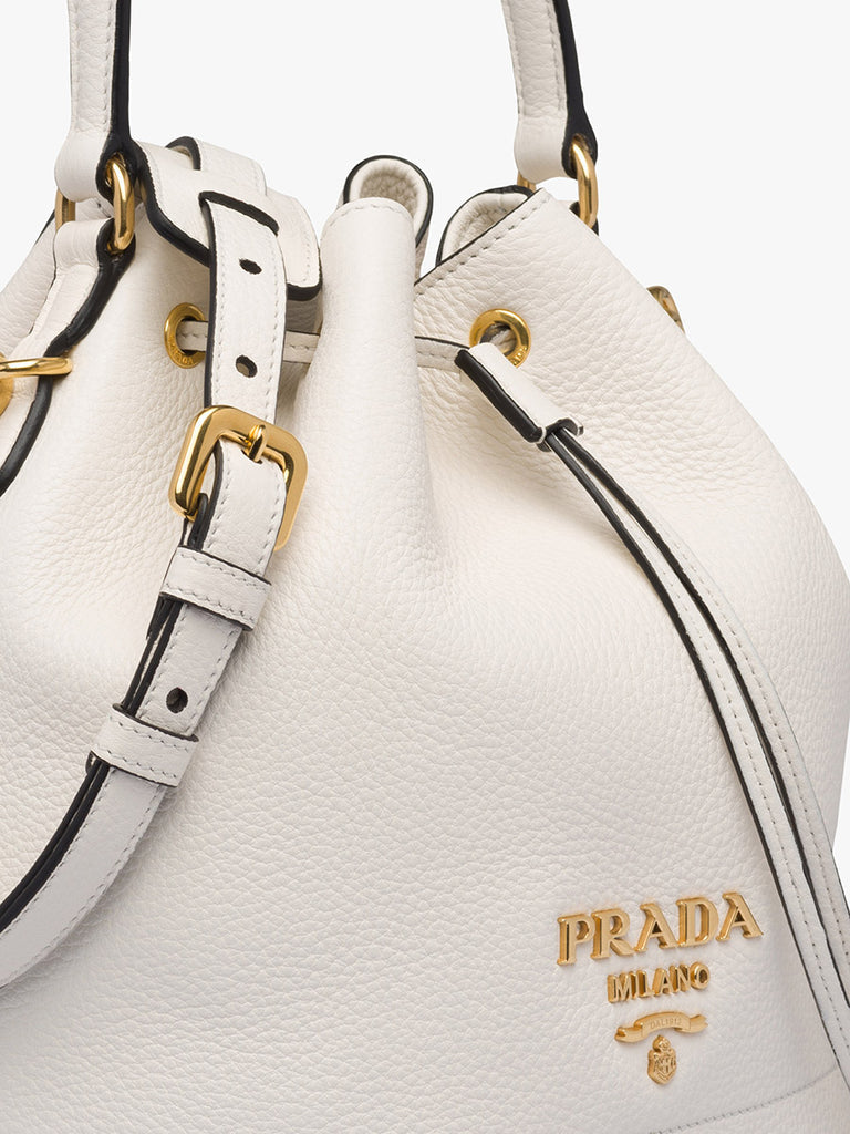 PP Leather Bucket Bag in White