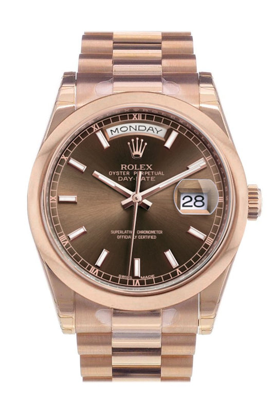 RLX Day-Date 36 Chocolate Dial President Everose Gold Watch 118205