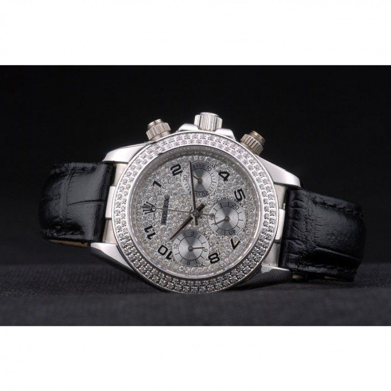 Rw Daytona Lady Stainless Steel Case Crystal Studded Bezel Crystal Studded Dial