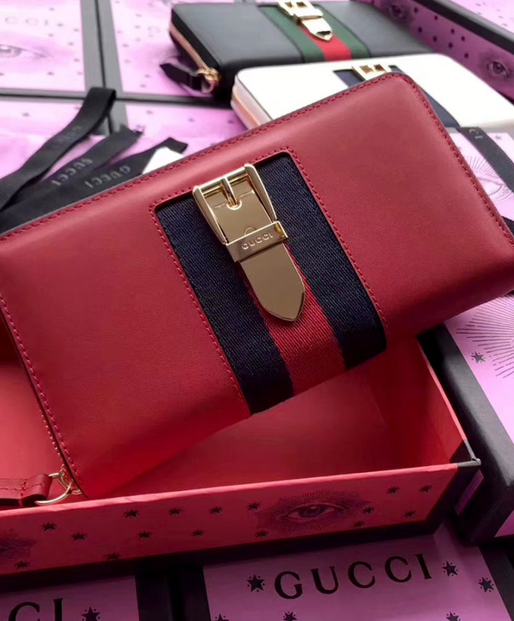 GG Sylvie leather zip around wallet 476083