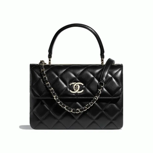 CC Lambskin & Gold-Tone Metal Black