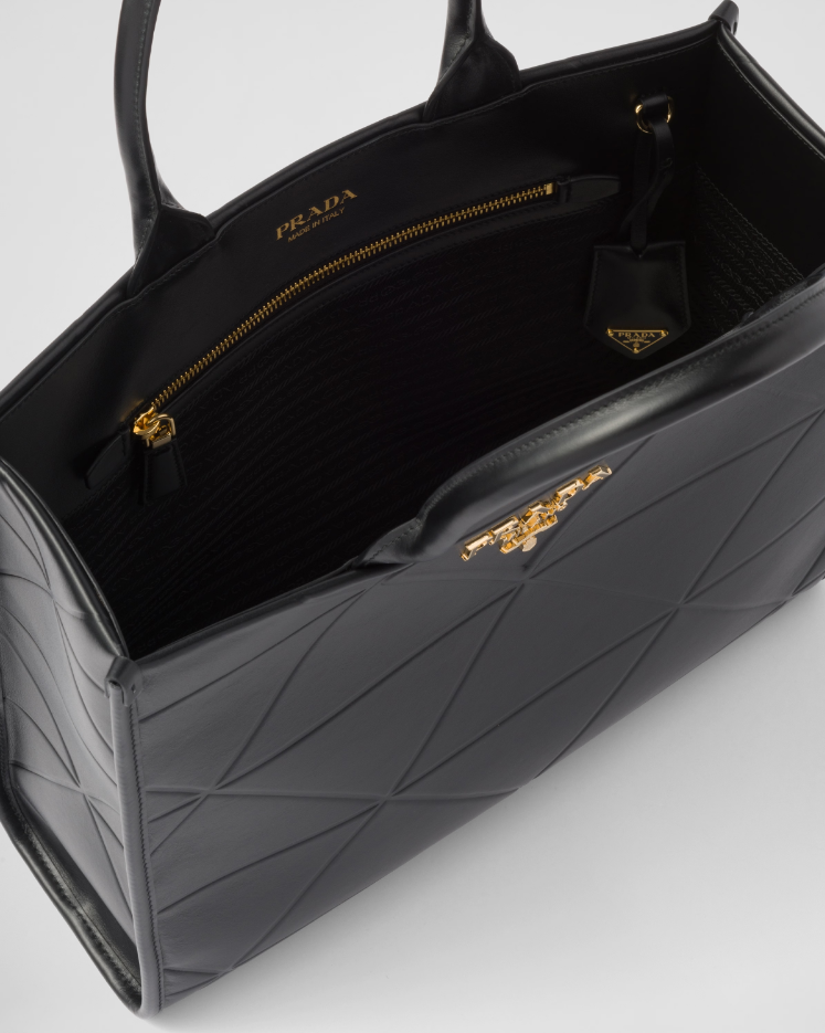 PP Medium leather Symbole bag with topstitching - Black