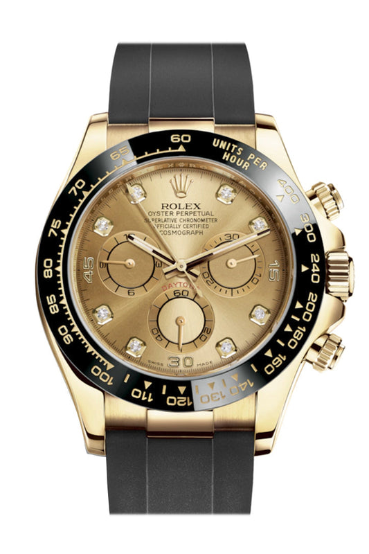 RLX Cosmograph Daytona Champagne Diamond Yellow Gold Oysterflex Strap Mens Watch 116518LN 116518