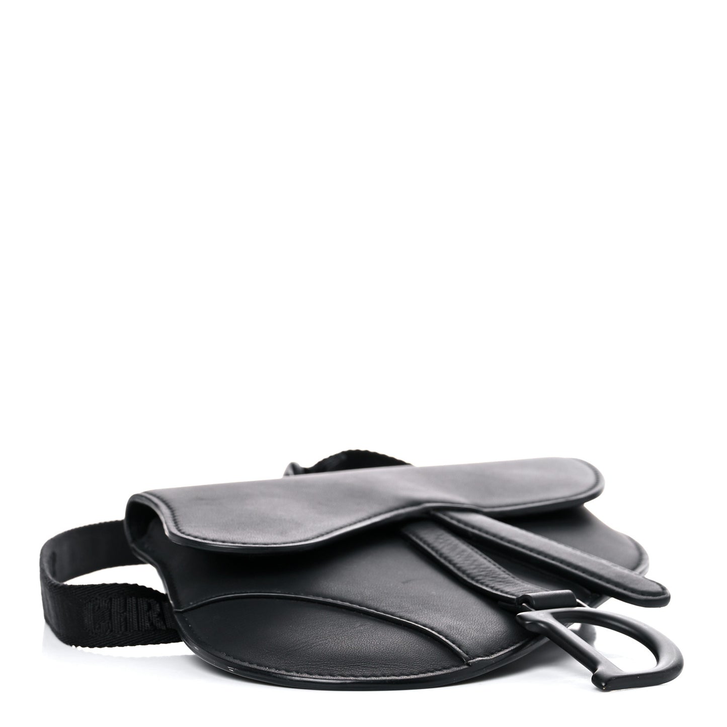 CHRISTIAN D Ultra Matte Calfskin Saddle Belt Bag Black