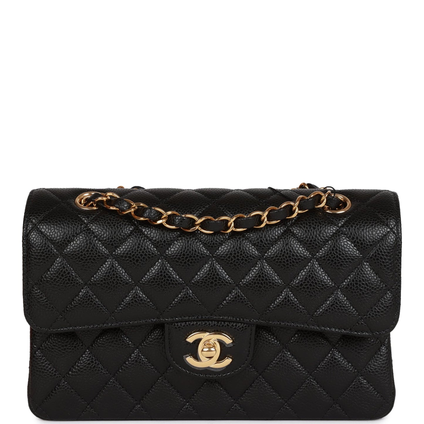 CC Small Classic Double Flap Black Caviar Gold Hardware