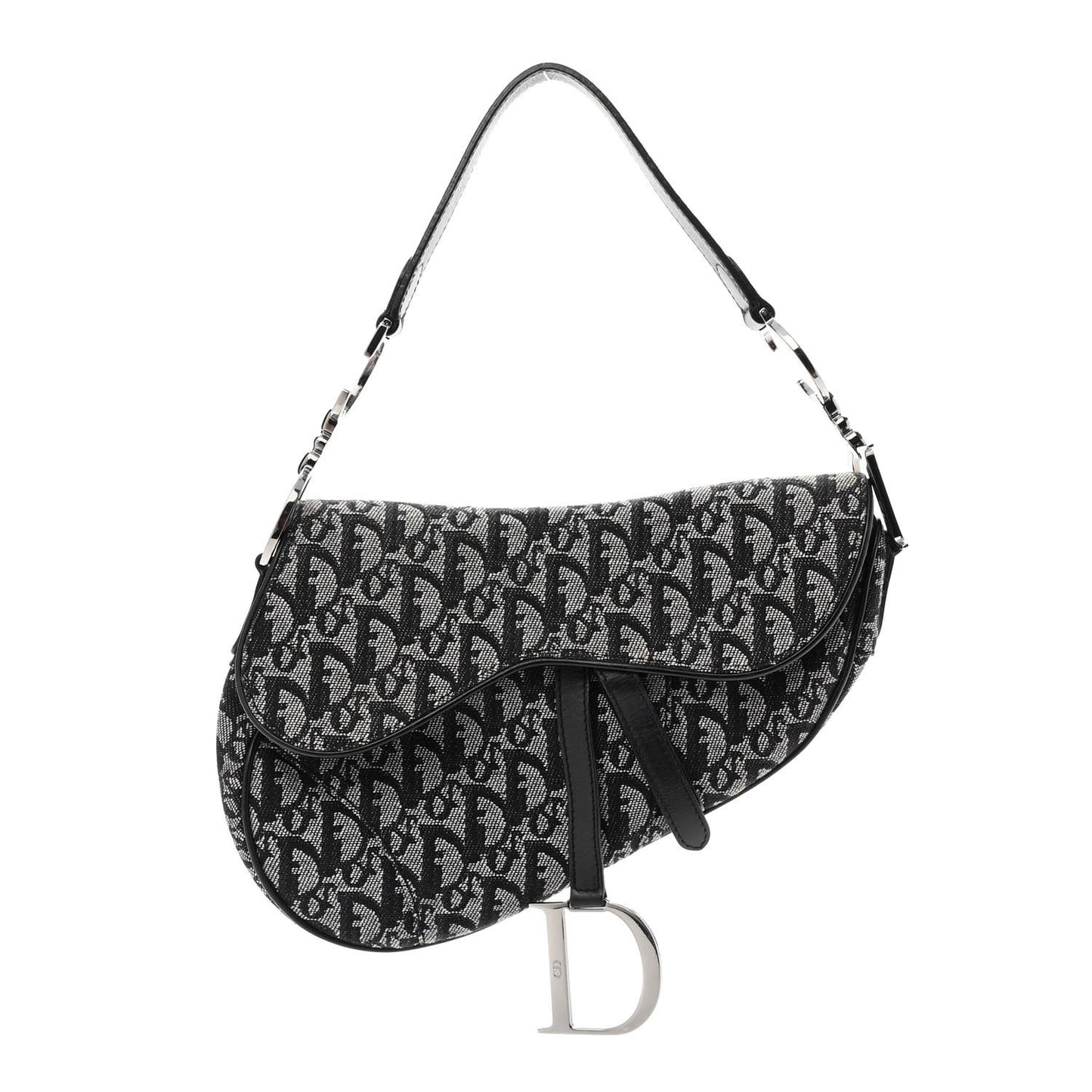 CHRISTIAN D Monogram Saddle Bag Black
