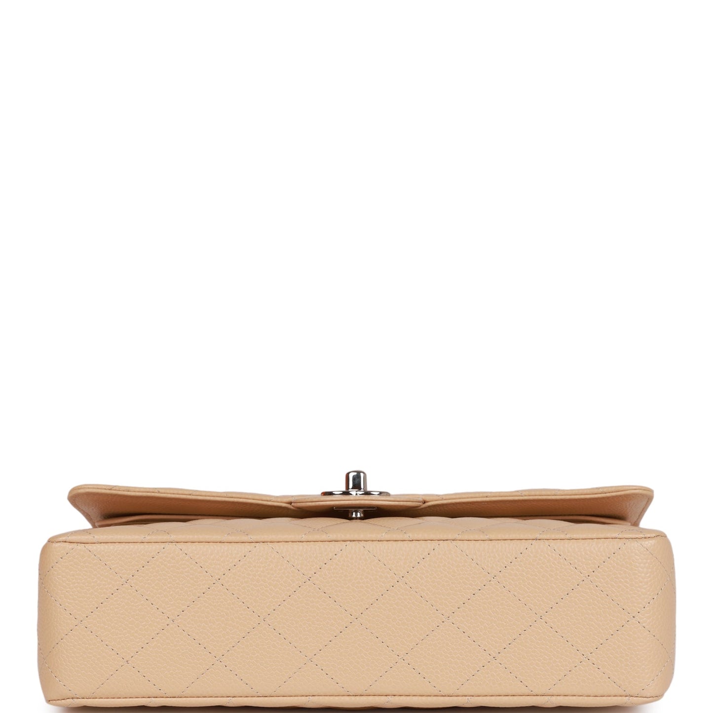 CC Medium Classic Double Flap Bag Beige Caviar Silver Hardware