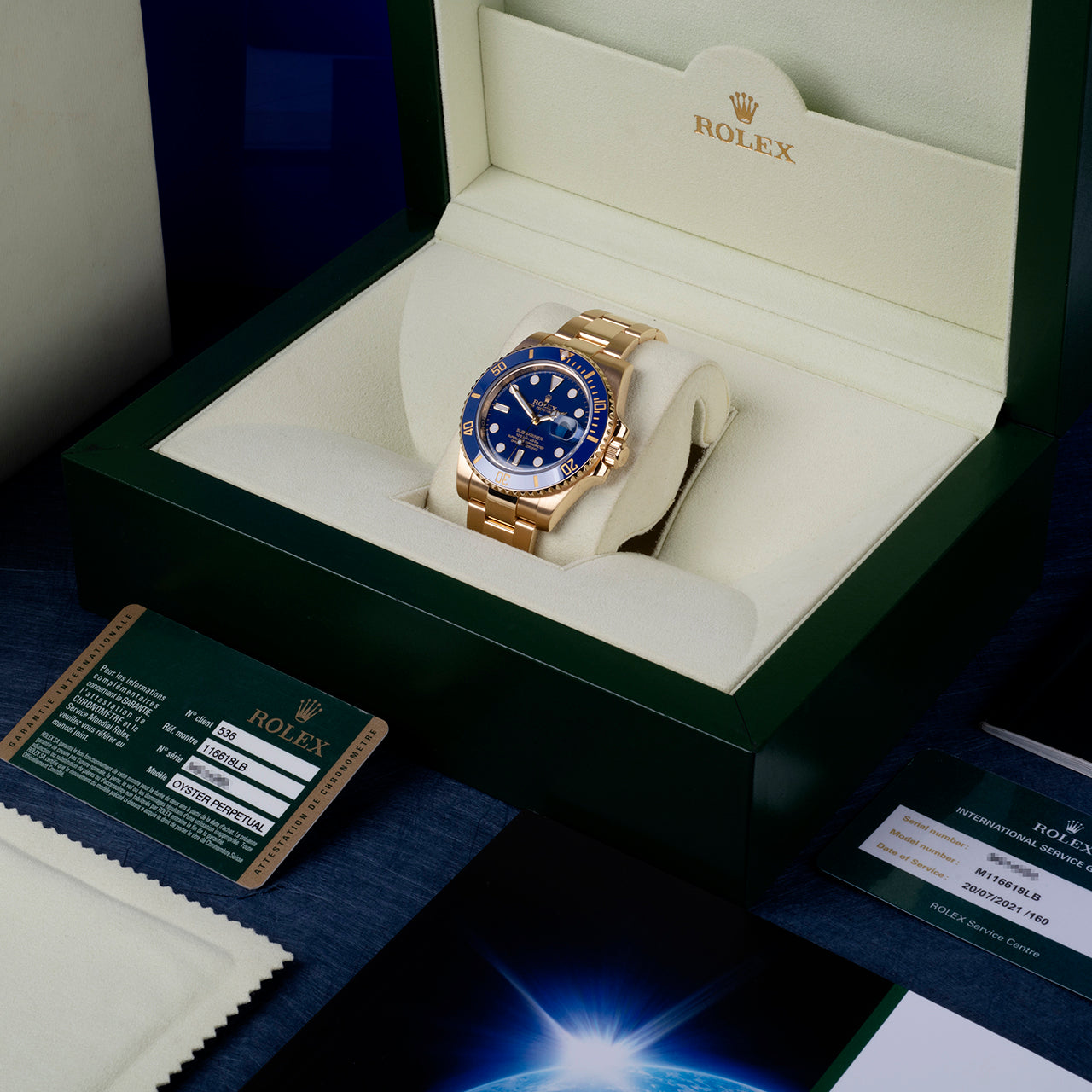 Rlx Perpetual Submariner Date 41mm Blue Dial Yellow Gold 126618LB