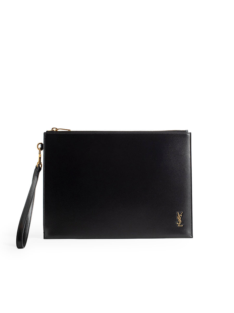 Y Tiny Cassandre Zip Tablet Holder in Shiny Leather