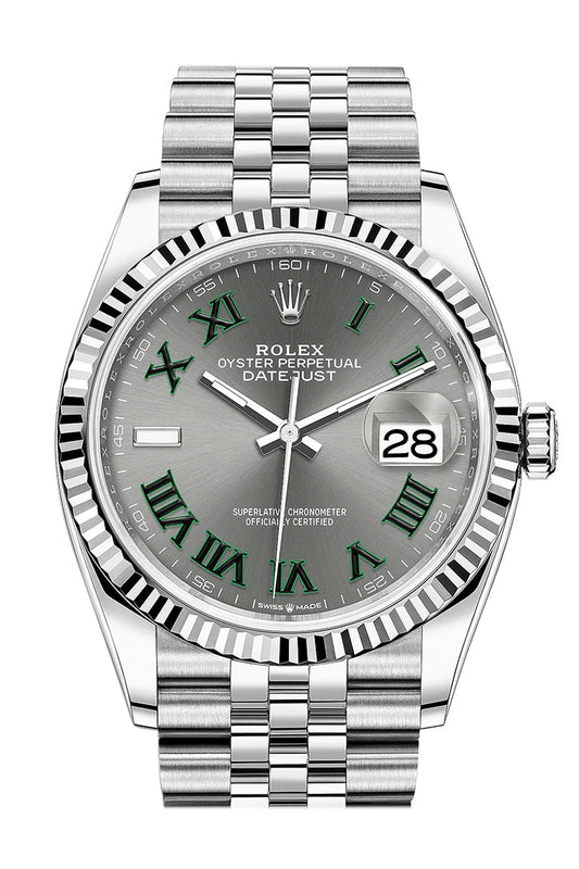 Rlx Datejust 36 Slate Dial Fluted Jubilee Watch 126234