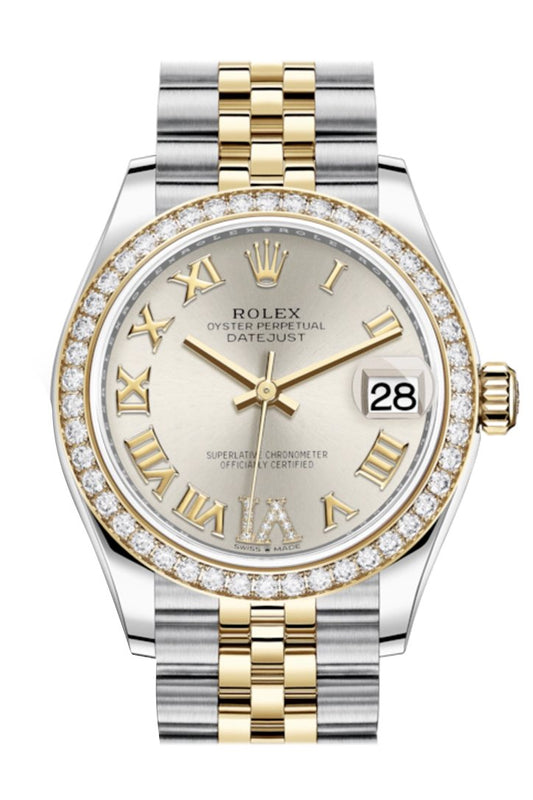 Rlx Datejust 31 Silver VI Diamonds Dial Diamond Bezel Yellow Gold Two Tone Jubilee Watch 278383RBR 278383