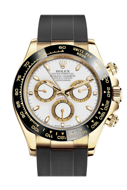 RLX Cosmograph Daytona White Yellow Gold Oysterflex Strap Mens Watch 116518LN 116518