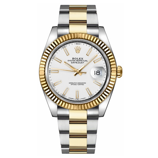Rlx Datejust 41 White Dial Men's Gold & Steel Watch 126333-0015