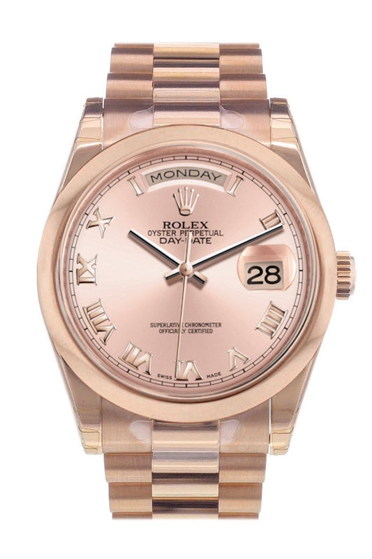 RLX Day-Date 36 Pink Roman Dial President Everose Gold Watch 118205