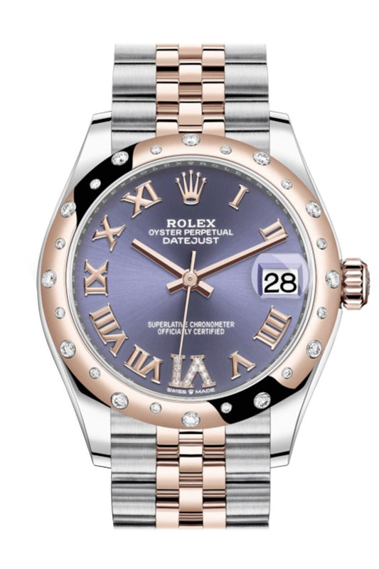 Rlx Datejust 31 Aubergine Large VI set with diamonds Dial Diamond Bezel Jubilee Rose Gold Two Tone Watch 278341RBR 278341