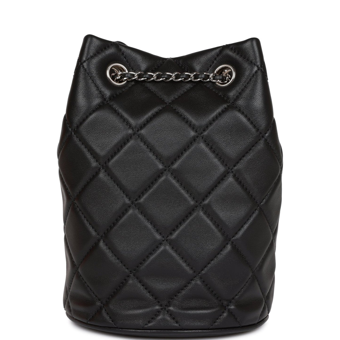 CC Mini Bucket Bag Black Lambskin Silver Hardware