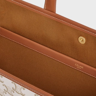 MINI HORIZONTAL CABAS IN TRIOMPHE CANVAS AND CALFSKIN WHITE