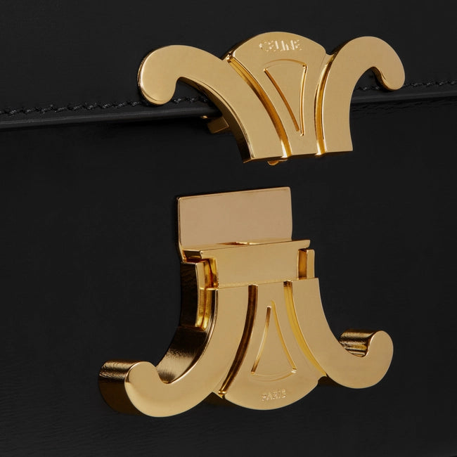 TRIOMPHE SHOULDER BAG IN SHINY CALFSKIN BLACK