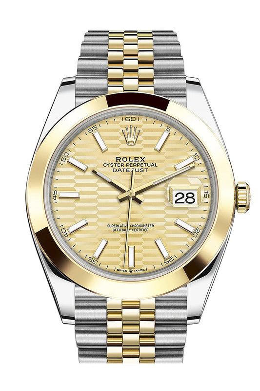 Rlx Datejust 41 Champagne Fluted Dial 18k Yellow Gold Jubilee Oyster Men's Watch 126303