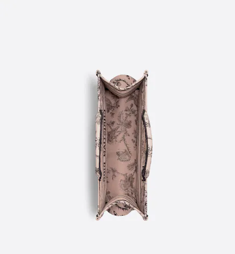 LARGE D BOOK TOTE Powder Pink D Jardin Botanique Embroidery (42 x 35 x 18.5 cm)