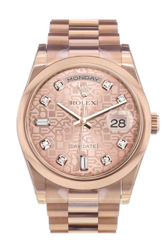 RLX Day-Date 36 Pink Jubilee Diamonds Dial President Everose Gold Watch 118205