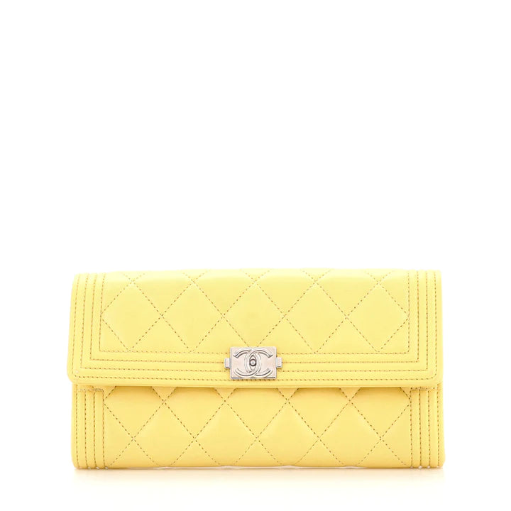 CC Boy Flap Wallet Quilted Lambskin Long