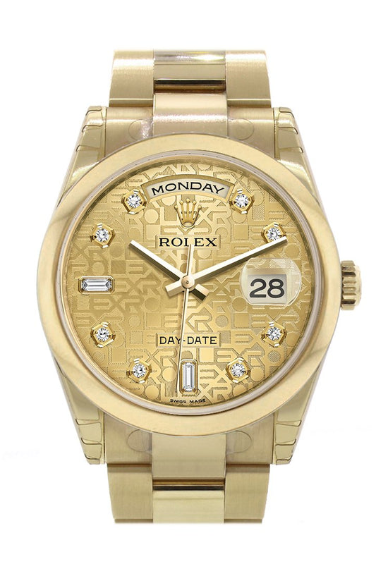 Rlx Day-Date 36 Champagne Jubilee Diamonds Dial Yellow Gold Watch 118208