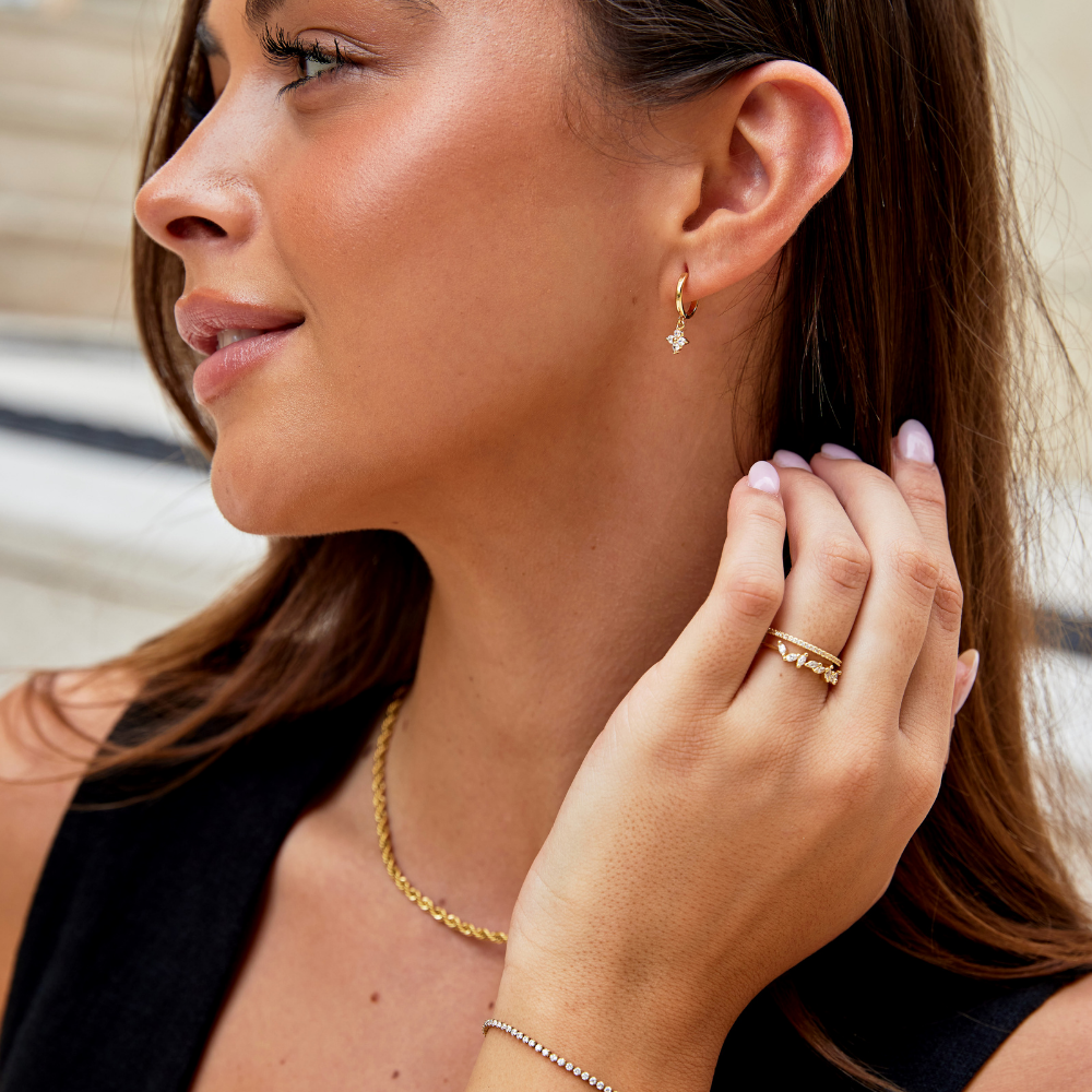 Crystal Four Leaf Clover Drop Earrings