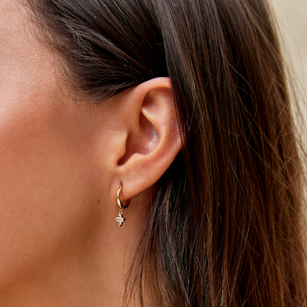 Crystal Four Leaf Clover Drop Earrings