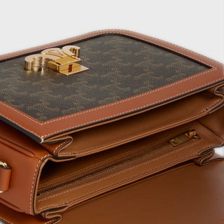 CLASSIQUE TRIOMPHE BAG IN TRIOMPHE CANVAS AND CALFSKIN TAN
